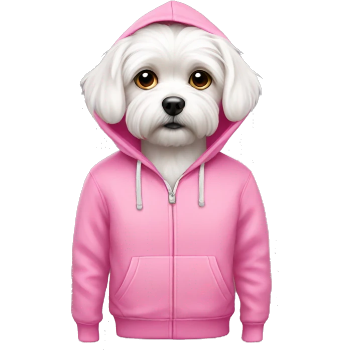 Maltese wearing pink hoodie  emoji