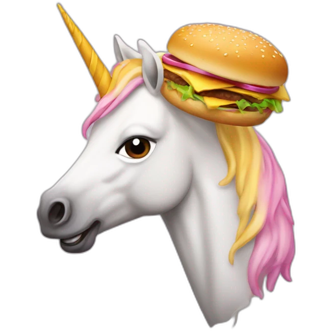 unicorn slapped with hamburger emoji