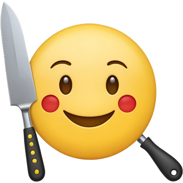 Smile emoji holding knife emoji