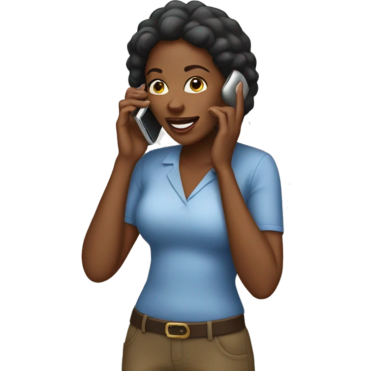 black woman talking on cell phon emoji
