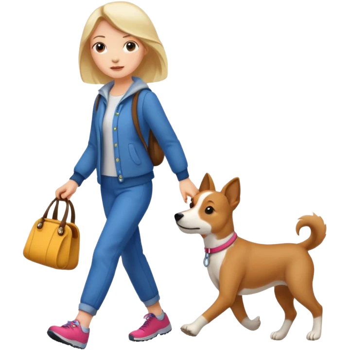 a girl walking her dog emoji
