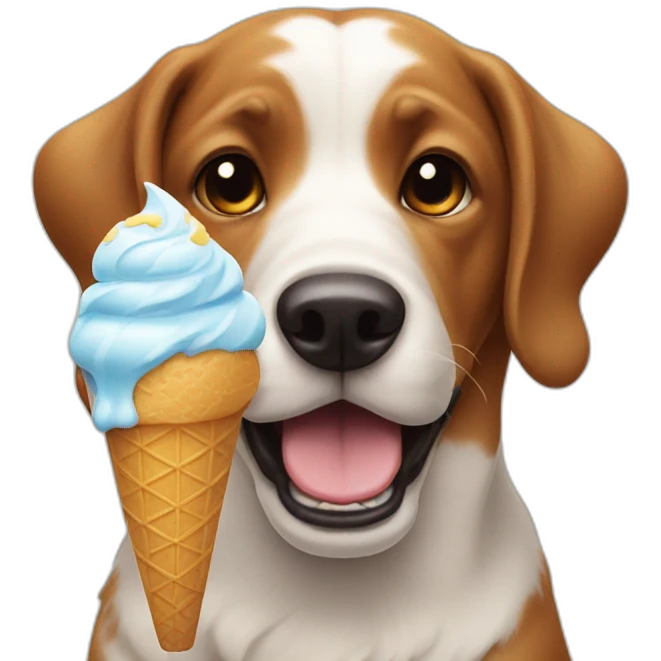 Dog eating ice cream emoji
