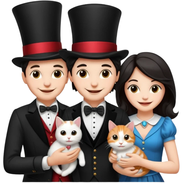 magician couple and their pet cat emoji