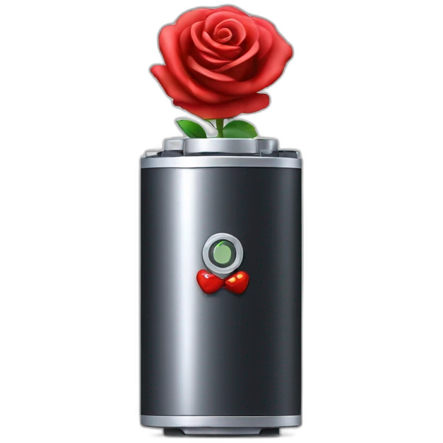 Fully charged Battery with red rose  emoji