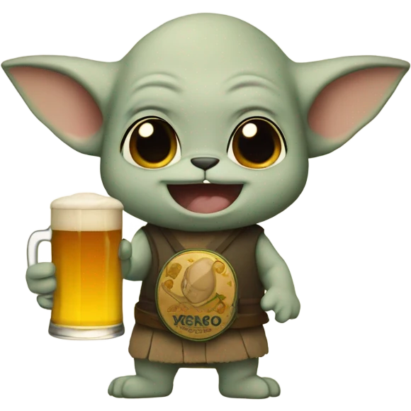 Grogu with beer emoji