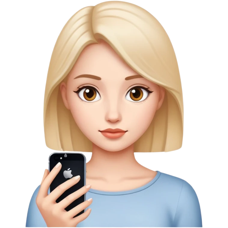 beautiful girl use iphone emoji