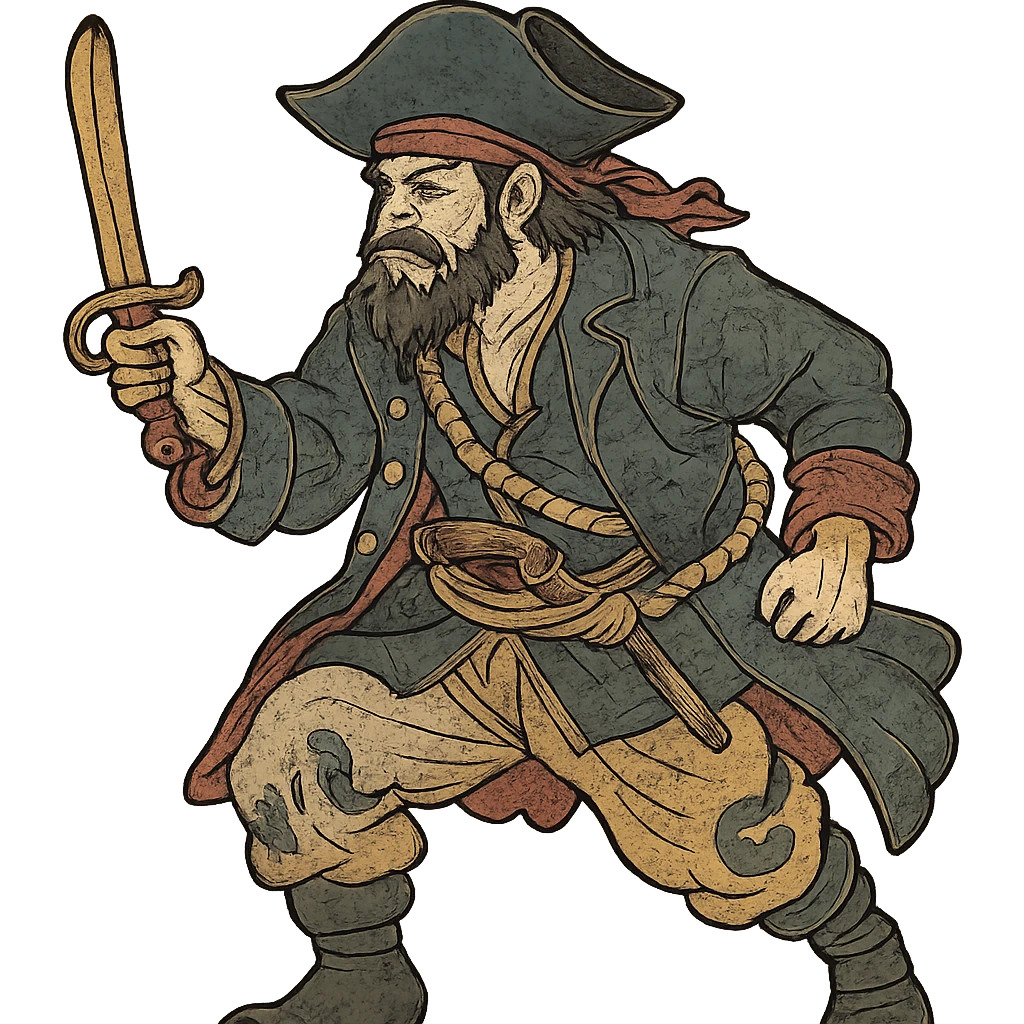 ukiyo-e style pirate emoji