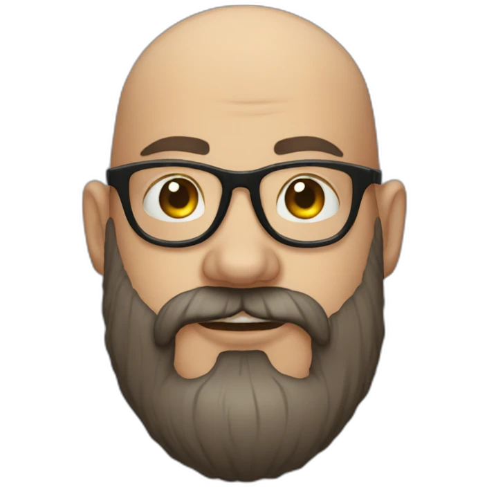 bald beard man with tattoo in glasses emoji