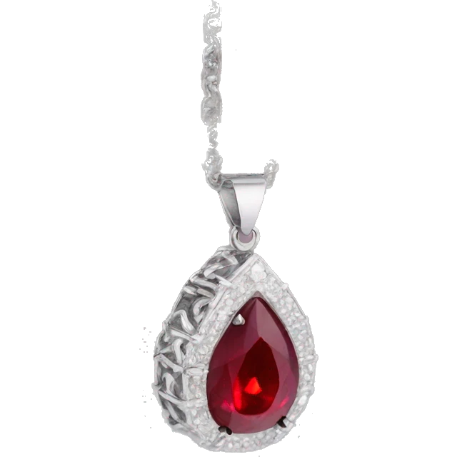 ruby on a necklace tear closeup big silver chain  emoji