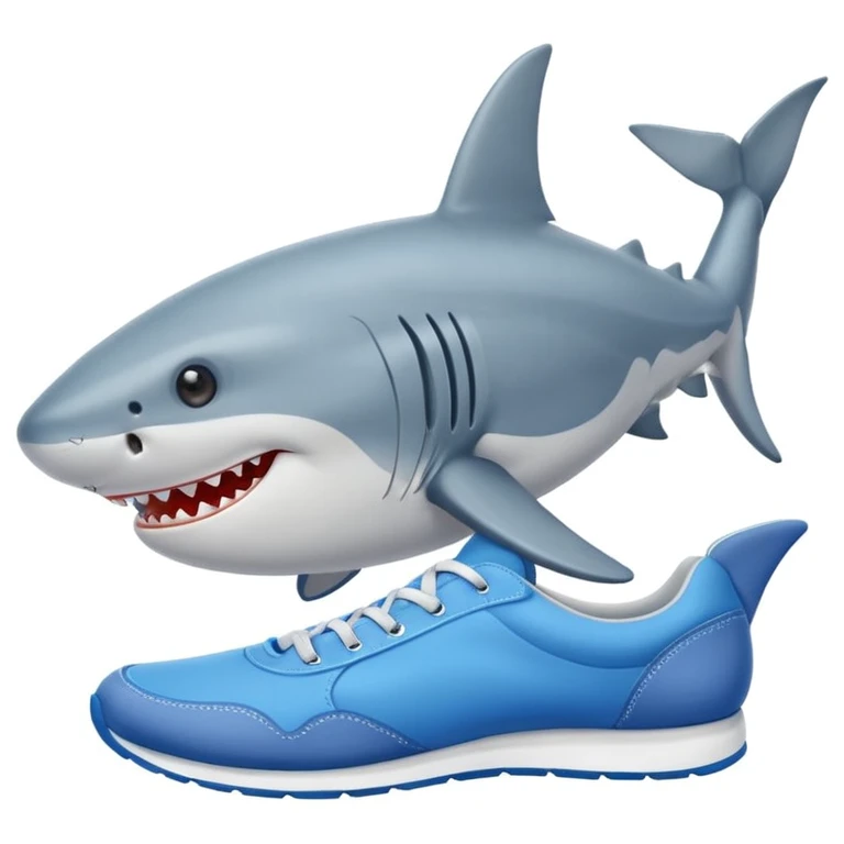 Un tiburón con zapatillas azules puestas emoji