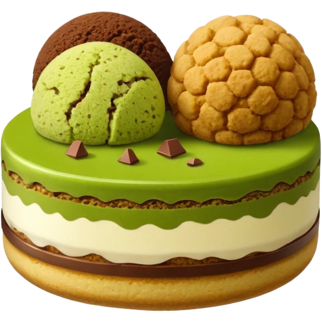 biscuit balls with matcha/chocolate/tiramisu topping + crumbs topping emoji