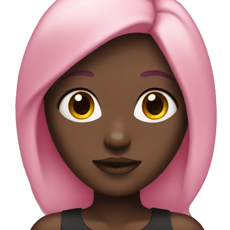 Girl with pink and black hair and dark skin emoji