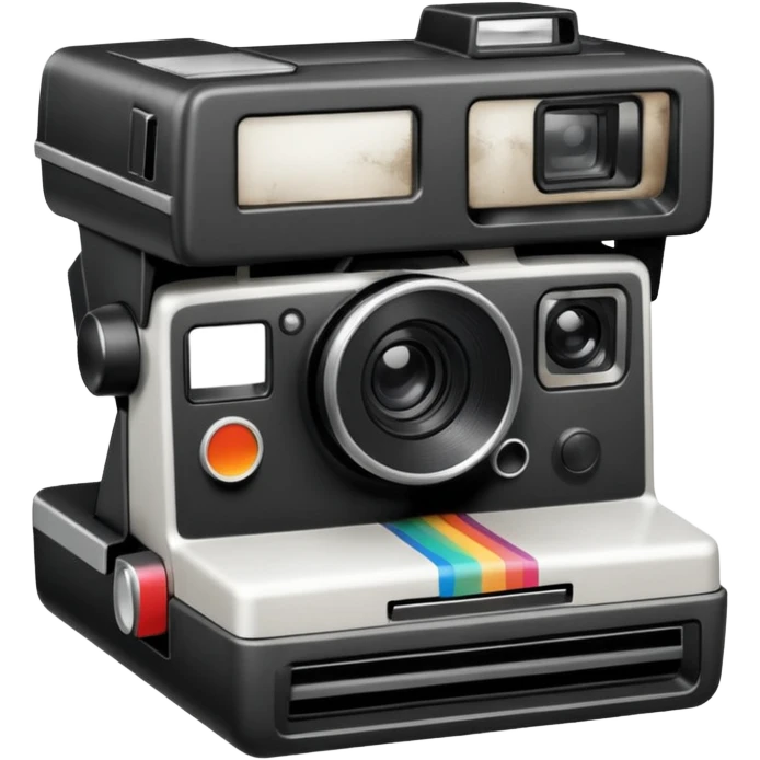 Polaroid camera printing a burnt photo. emoji