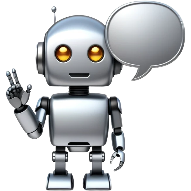 Robot with speech bubble, talking robot emoji emoji