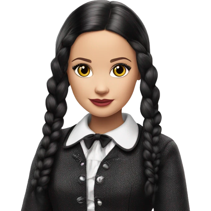 Kitty Corner Francie Barbie. Jenna Ortega Wednesday Addams emoji