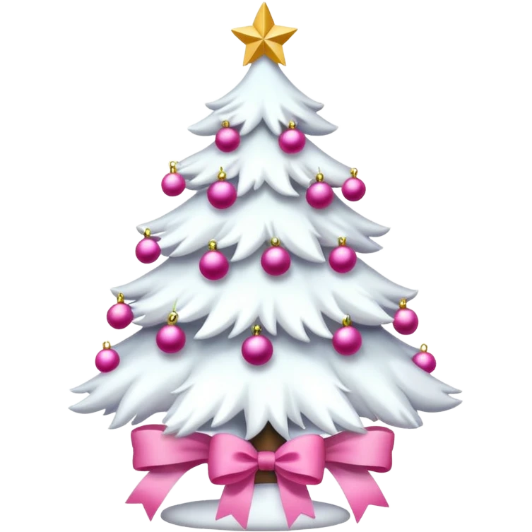 WHITE CHRISTMAS TREE WITH PINK BOWS emoji