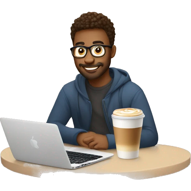 Ux designer with latte and MacBook  emoji