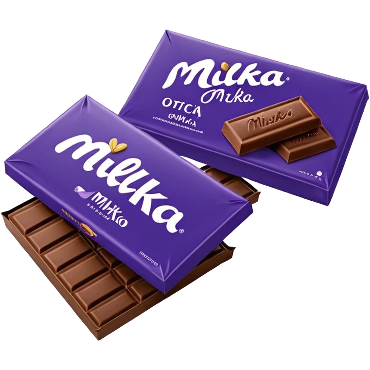 плитка молочного шоколада Milka в фиолетовой упаковке, открытая наполовину emoji