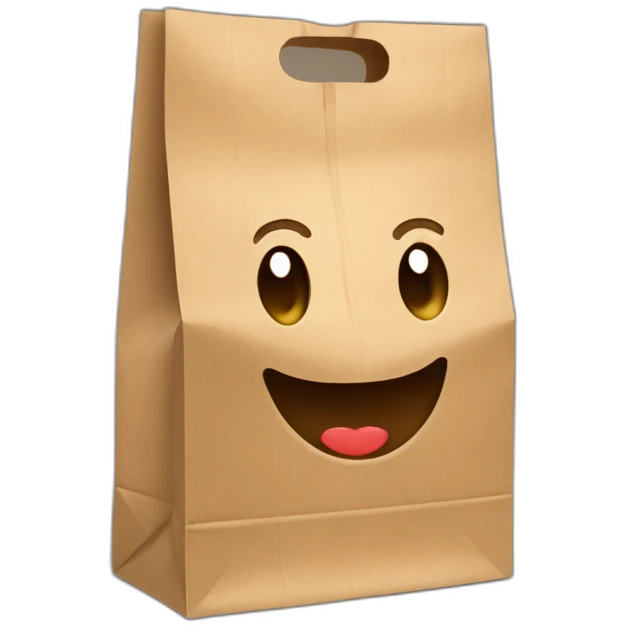 happy paper bag with handles emoji