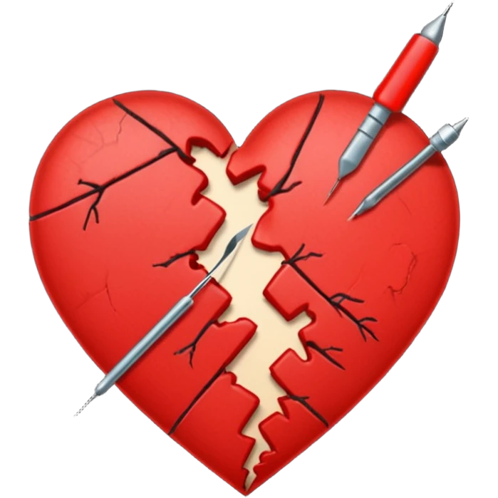 broken heart sticked together (divorce) with a needle emoji