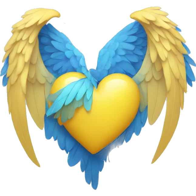 yellow heart with blue wings emoji