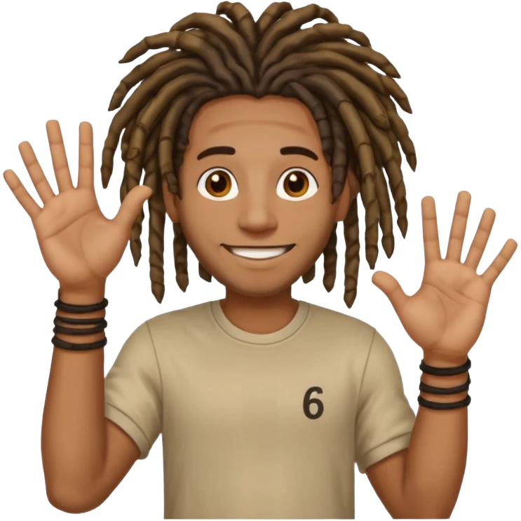A Black man with dreads holding up physical numbers 6 in his right hand and 7 in his left hand  emoji