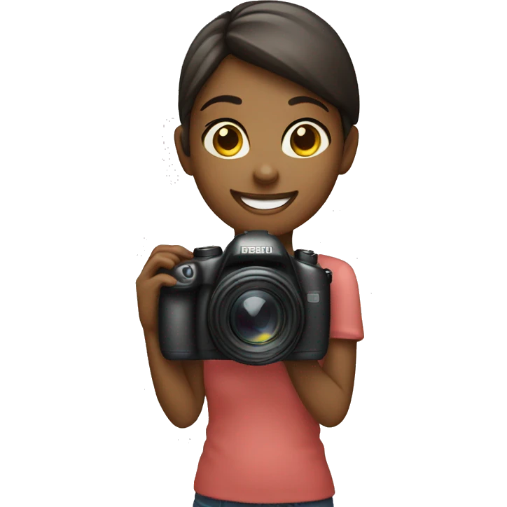smiling girl with camera emoji
