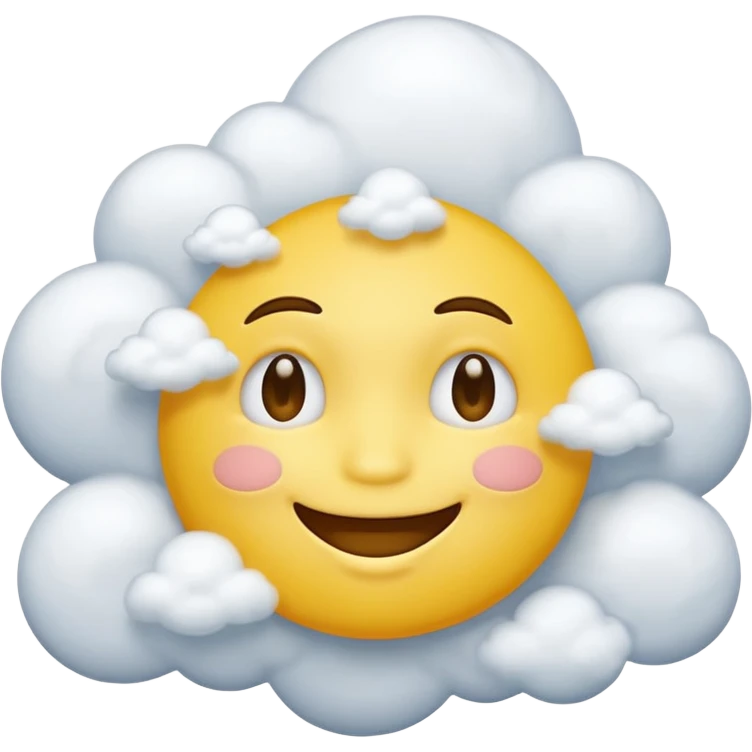 Yellow circle face covered in clouds emoji