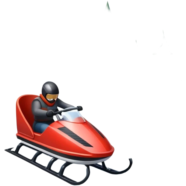 An icon featuring a sleek sled speeding down a snowy hill, with a snowy landscape and pine trees in the background. The motion lines and slight snow spray emphasize the thrill of the ride. Transparent background highlights the excitement and fun of sledding. emoji