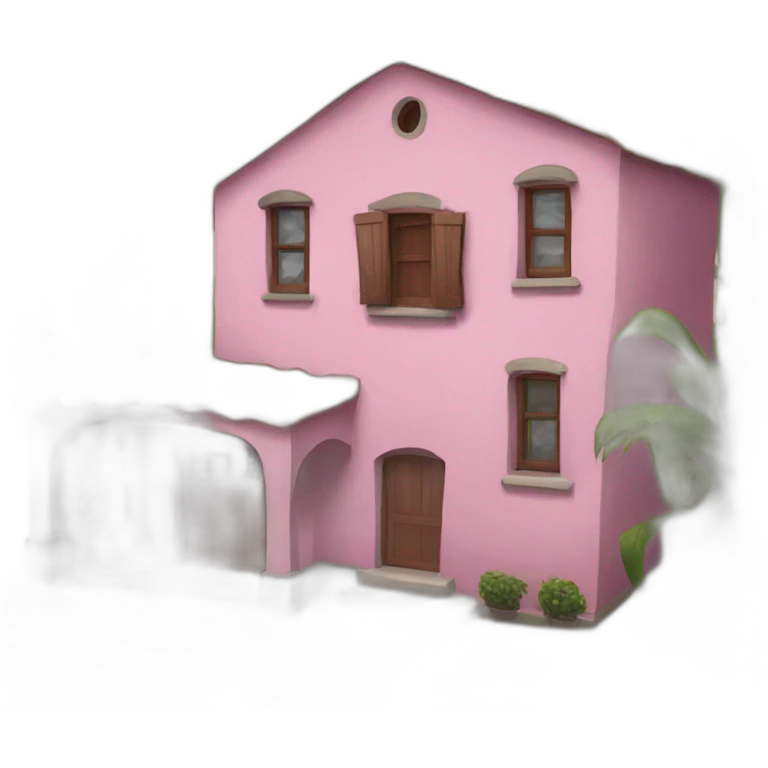 Casa rosa con ojos  emoji