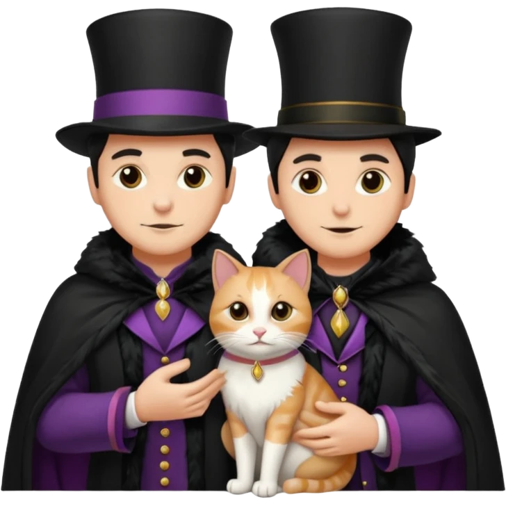 magician couple and their pet cat emoji