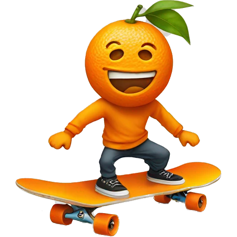 an orange on a skateboard emoji