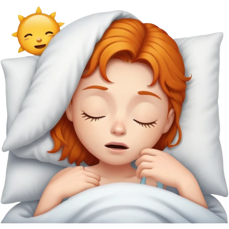 Ginger girl trying to wake up in early morning emoji