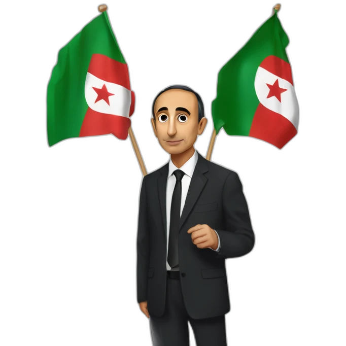 eric zemmour et une personne noire et un drapeau de l'algerie emoji