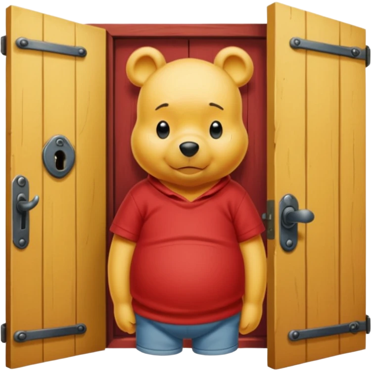 Winnie the Pooh at locked wooden door emoji