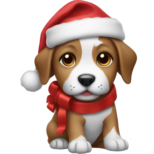 puppy wrapped for christmas emoji