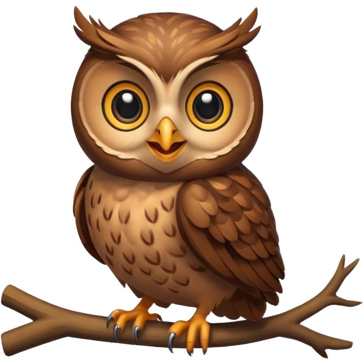 small owl perched and smiling emoji