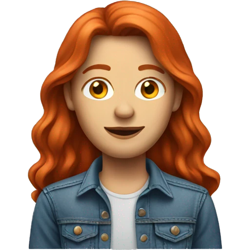 Long red haired adult with jeans and long sleeve shirt  emoji