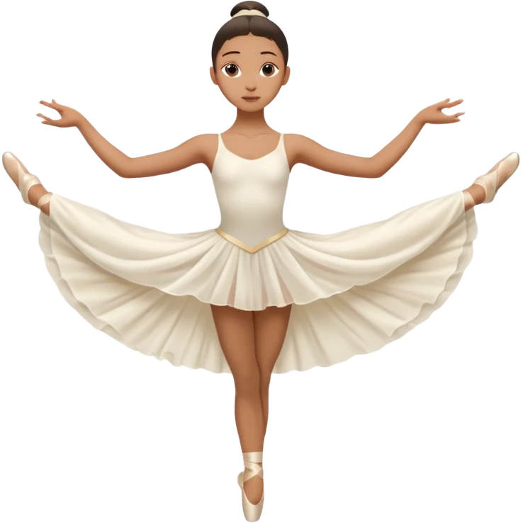 A ballet dancer in a white costume, balancing on one toe with serene expression. emoji