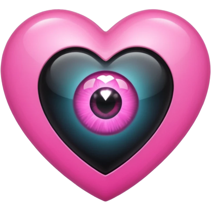 A black heart Gem with a pink eye in the center emoji