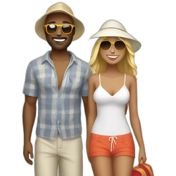 beach vacation couple white emoji