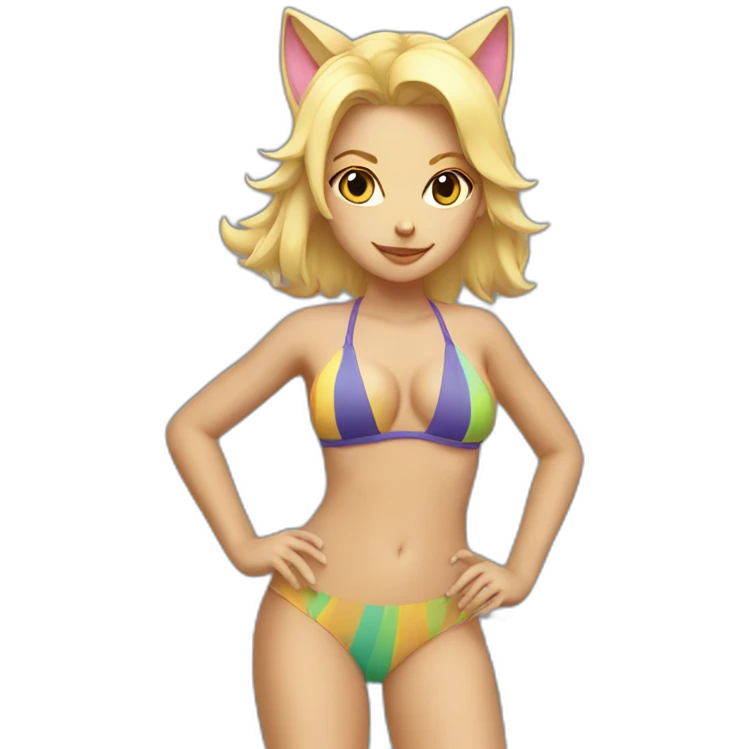 hot catgirl blonde swim suit emoji