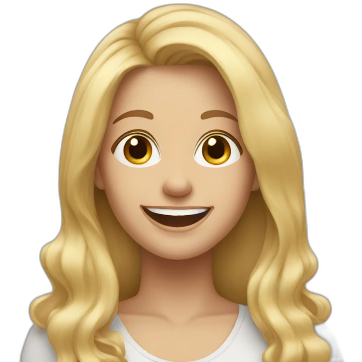 Happy mom with long blonde hair smiling emoji