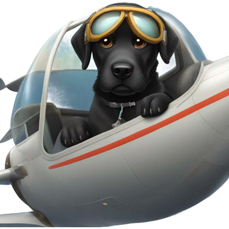 Black lab flying a plane  emoji
