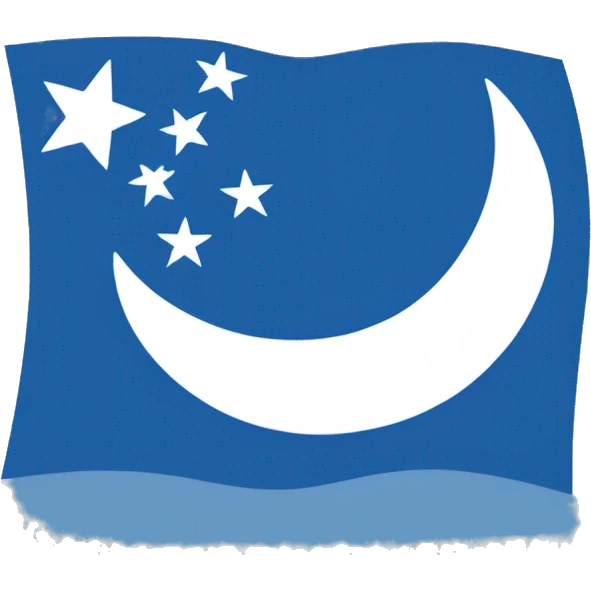 Uyghur flag, blue background, white star and white crescent emoji