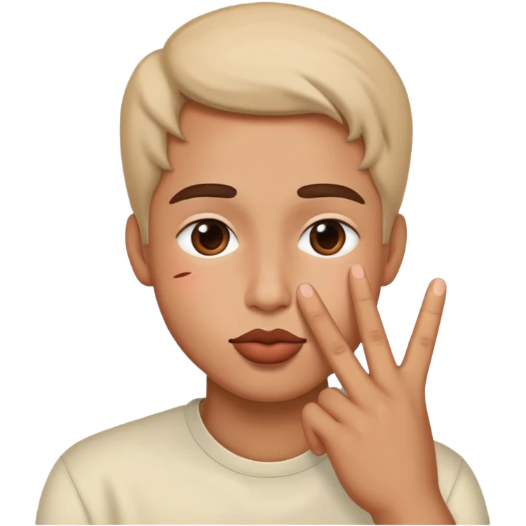 Kiss face peace sign emoji