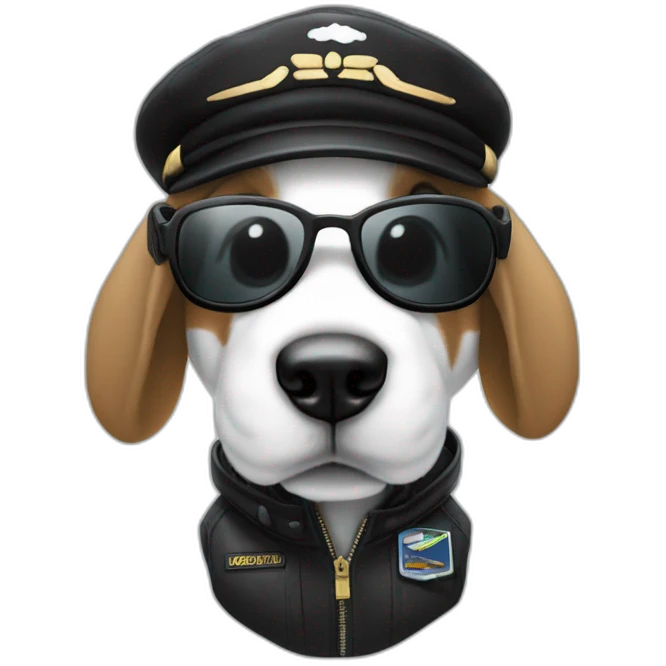 snoopy blanco totalmente con lentes negros y gorra de piloto aviador emoji