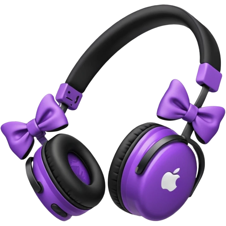 apple air max headphoness with bow on the right side black and purple  emoji