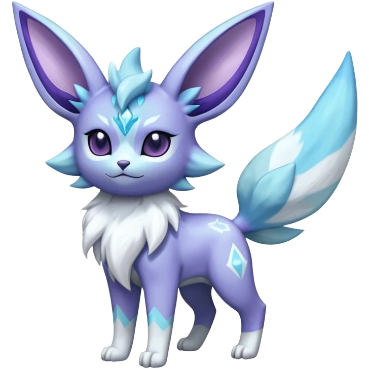 Fluffy celestial Glaceon-Espeon-dialga-hybrid, full body emoji