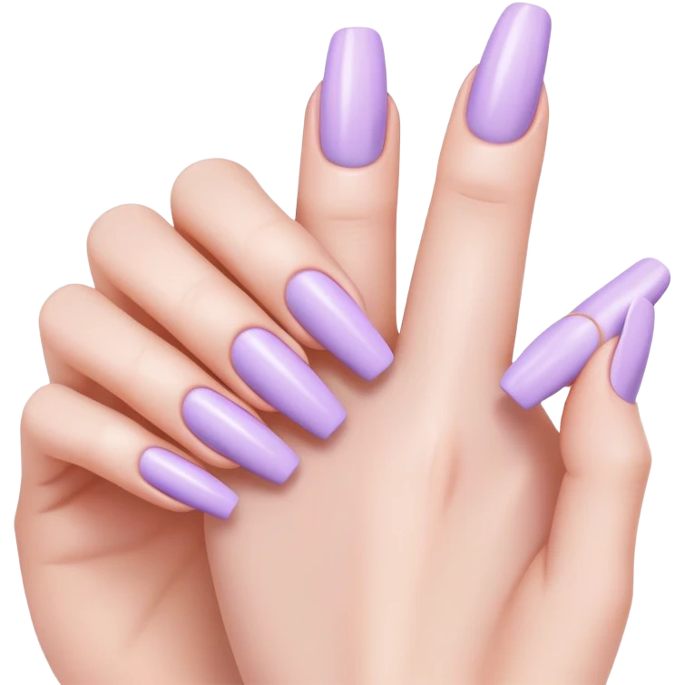 lilac pastel manicure with long nails emoji